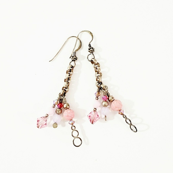 Flirty & Fun Sterling Silver Long Beaded Earrings - Picture 2 of 8
